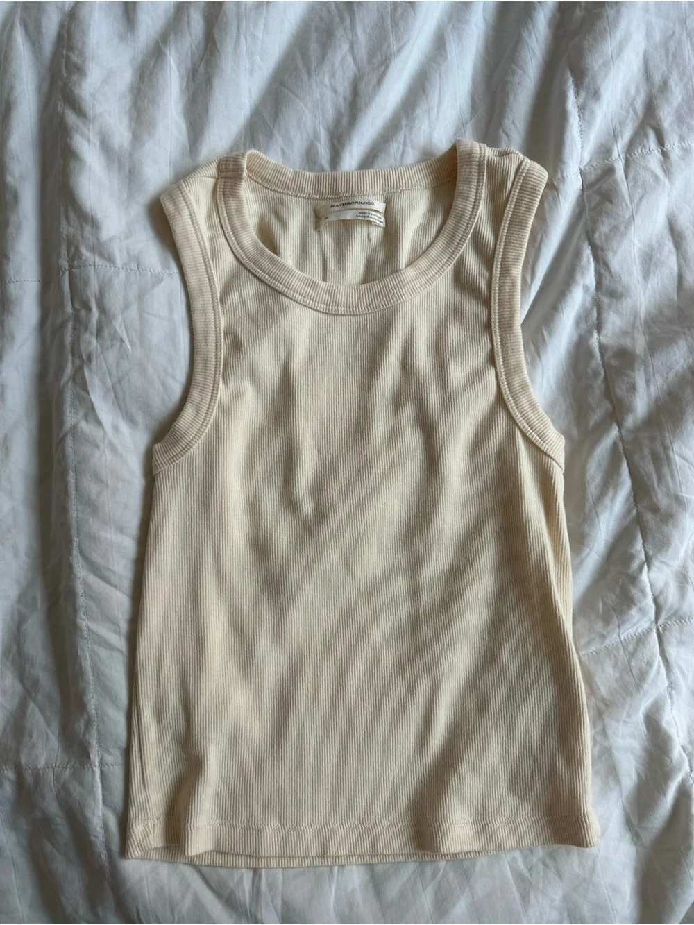 Anthropologie Cream Ribbed Tank